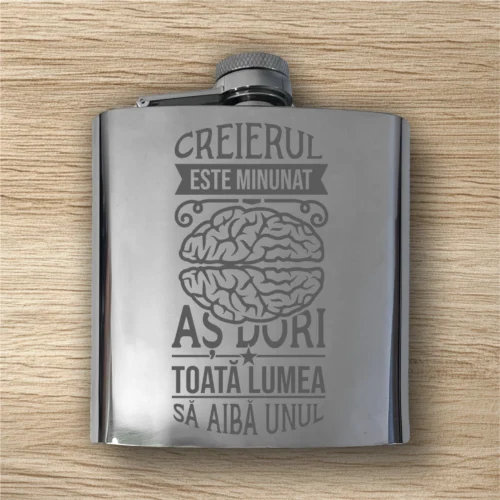 Ploscă de metal personalizată – simplă sau set cu păhărele, Cadou pentru Orice ocazie [ #0586 ]