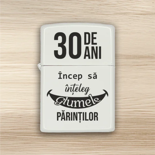 Brichetă benzină personalizată – simplă sau set cu breloc, Cadou pentru Aniversarea vârstei de 30 de ani [ #0355 ]
