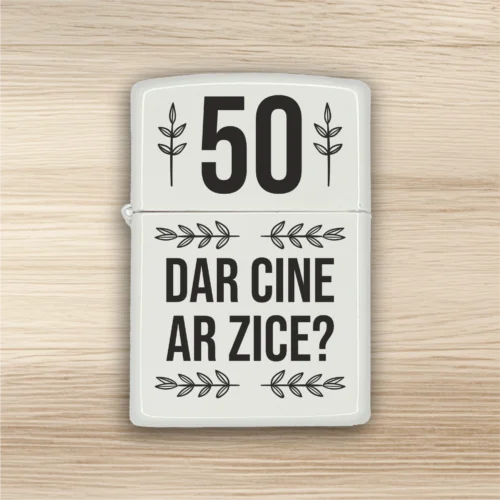 Brichetă benzină personalizată – simplă sau set cu breloc, Cadou pentru Aniversarea vârstei de 50 de ani [ #0419 ]
