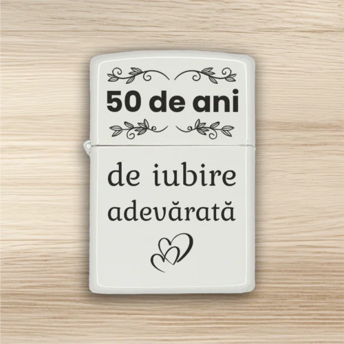 Brichetă benzină personalizată – simplă sau set cu breloc, Cadou pentru Aniversarea căsătoriei de 50 de ani [ #0531 ]
