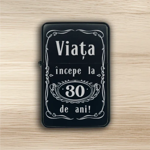 Brichetă benzină personalizată – simplă sau set cu breloc, Cadou pentru Aniversarea vârstei de 30 de ani [ #0349 ]