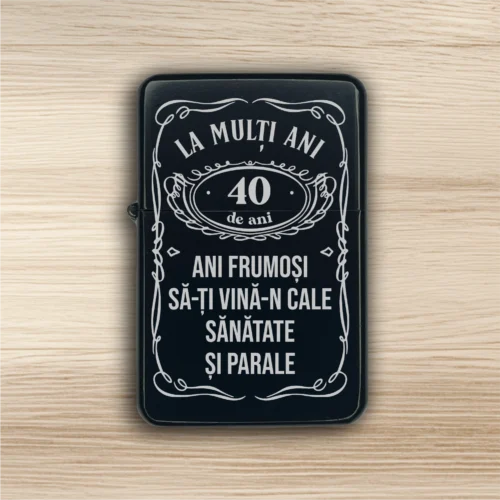 Brichetă benzină personalizată – simplă sau set cu breloc, Cadou pentru Aniversarea vârstei de 40 de ani [ #0392 ]