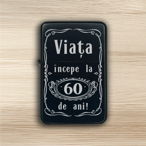 Brichetă benzină personalizată – simplă sau set cu breloc, Cadou pentru Aniversarea vârstei de 60 de ani [ #0439 ]
