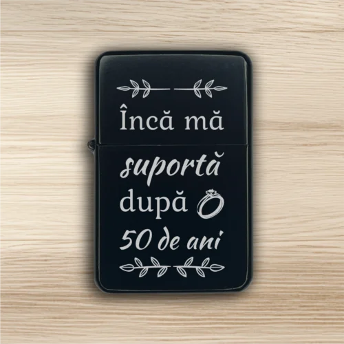 Brichetă benzină personalizată – simplă sau set cu breloc, Cadou pentru Aniversarea căsătoriei de 50 de ani [ #0530 ]