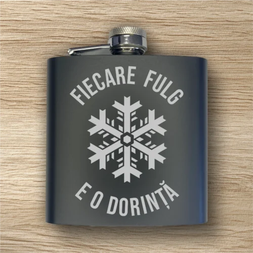Ploscă de metal personalizată – simplă sau set cu păhărele, Cadou de Crăciun [ #0544 ]