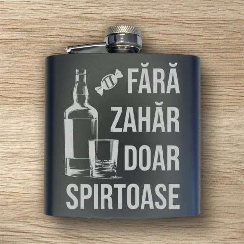 Ploscă de metal personalizată – simplă sau set cu păhărele, Cadou de Crăciun [ #0567 ]
