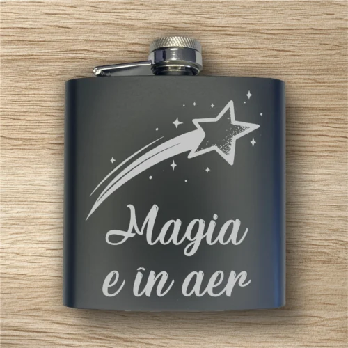 Ploscă de metal personalizată – simplă sau set cu păhărele, Cadou de Crăciun [ #0609 ]