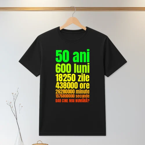 Tricou personalizabil imprimat, cu cauciuc, Aniversarea vârstei de 50 de ani  [ #0212 ]