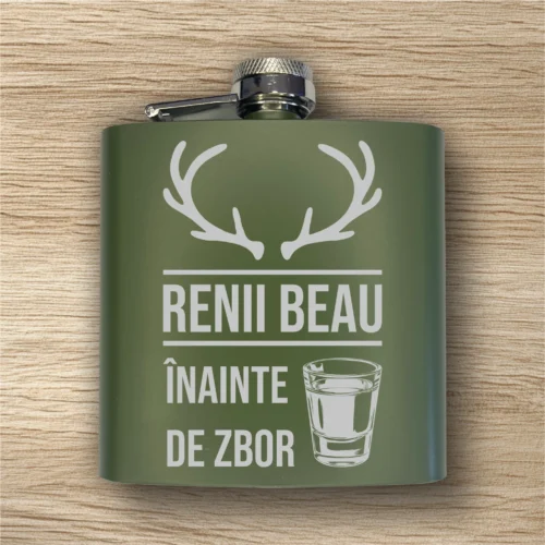 Ploscă de metal personalizată – simplă sau set cu păhărele, Cadou de Crăciun [ #0546 ]