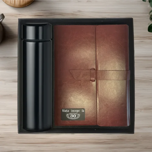 Agendă piele personalizată – simplă sau set cu termos, Cadou pentru Aniversarea vârstei de 30 de ani [ #0364 ]