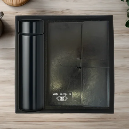 Agendă piele personalizată – simplă sau set cu termos, Cadou pentru Aniversarea vârstei de 35 de ani [ #0384 ]