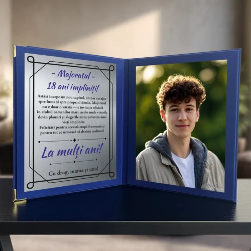 Diplomă din catifea tip carte personalizabilă prin imprimare, Aniversarea vârstei de 18 ani, Majoratul [ #0675 ]