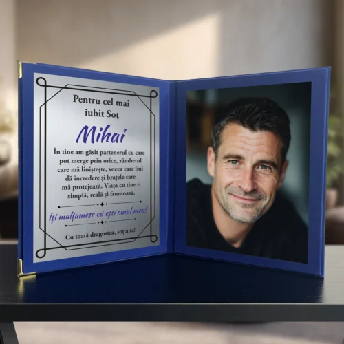 Diplomă din catifea tip carte personalizabilă prin imprimare, Cadou pentru Soț [ #0758 ]