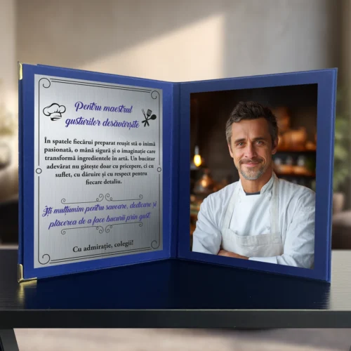 Diplomă din catifea tip carte personalizabilă prin imprimare, Cadou pentru Bucătar [ #0792 ]