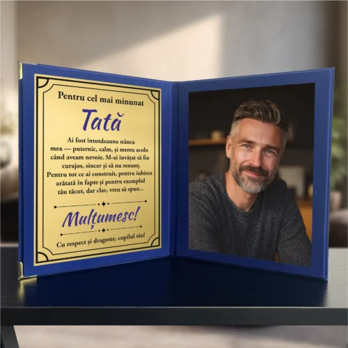 Diplomă din catifea tip carte personalizabilă prin imprimare, Cadou pentru Tata [ #0722 ]