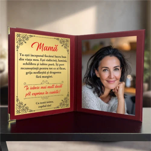 Diplomă din catifea tip carte personalizabilă prin imprimare, Cadou pentru Mama [ #0714 ]
