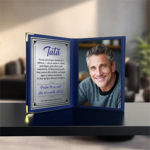 Diplomă din catifea tip carte personalizabilă prin imprimare, Cadou pentru Tata [ #0720 ]
