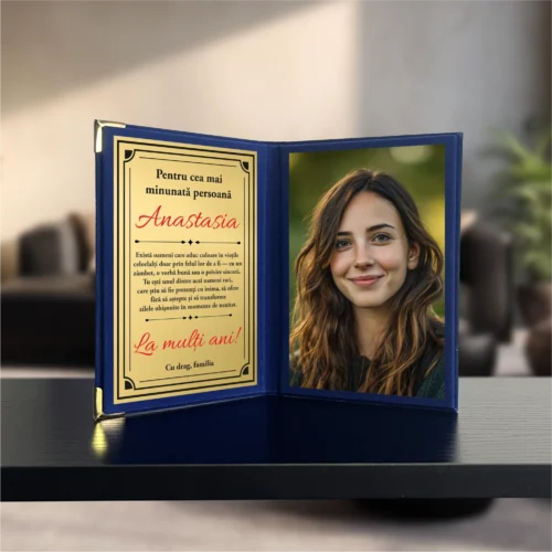 Diplomă din catifea tip carte personalizabilă prin imprimare, Aniversarea vârstei [ #0673 ]