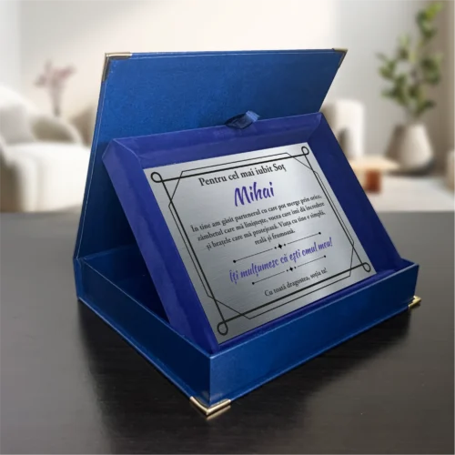 Diplomă din catifea personalizabilă prin imprimare, Cadou pentru Soț [ #0759 ]