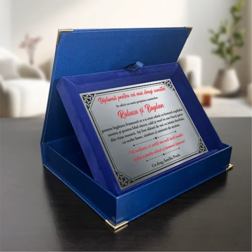 Diplomă din catifea personalizabilă prin imprimare, Cadou pentru Cumătri [ #0797 ]