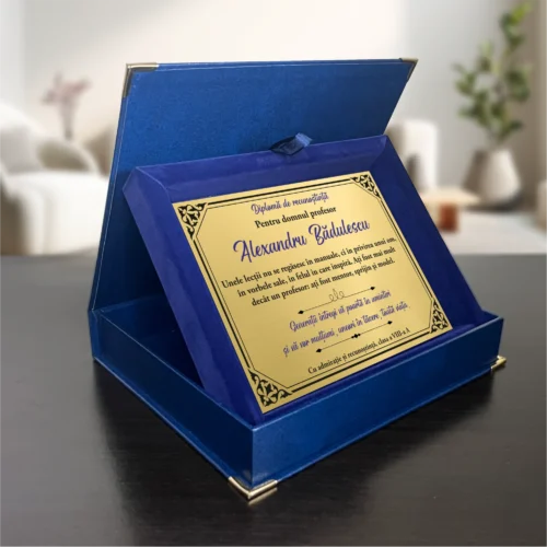 Diplomă din catifea personalizabilă prin imprimare, Cadou pentru Profesor [ #0791 ]