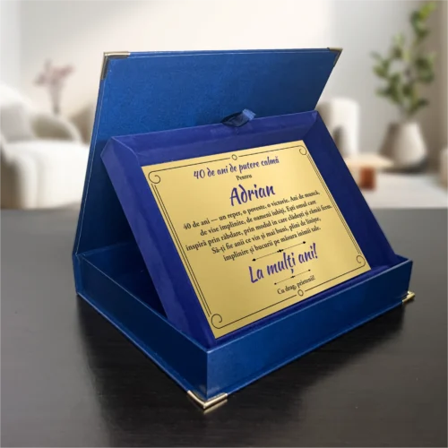 Diplomă din catifea personalizabilă prin imprimare, Aniversarea vârstei de 40 de ani [ #0686 ]