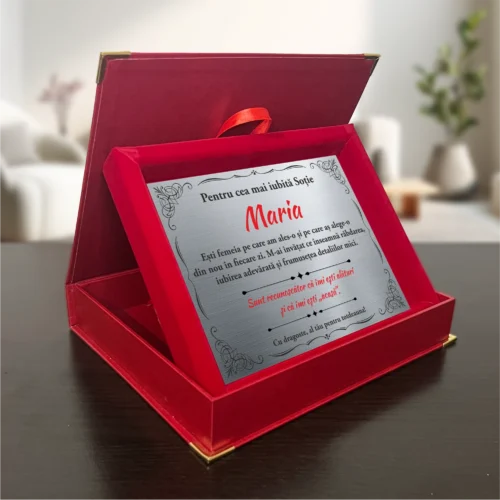 Diplomă din catifea personalizabilă prin imprimare, Cadou pentru Soție [ #0757 ]