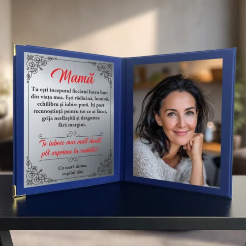 Diplomă din catifea tip carte personalizabilă prin imprimare, Cadou pentru Mama [ #0714 ]