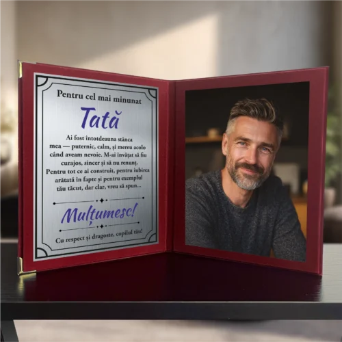 Diplomă din catifea tip carte personalizabilă prin imprimare, Cadou pentru Tata [ #0722 ]