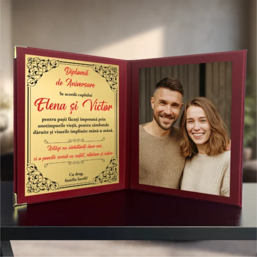 Diplomă din catifea tip carte personalizabilă prin imprimare, Aniversarea căsătoriei [ #0643 ]