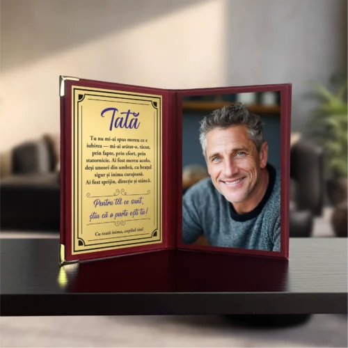 Diplomă din catifea tip carte personalizabilă prin imprimare, Cadou pentru Tata [ #0720 ]