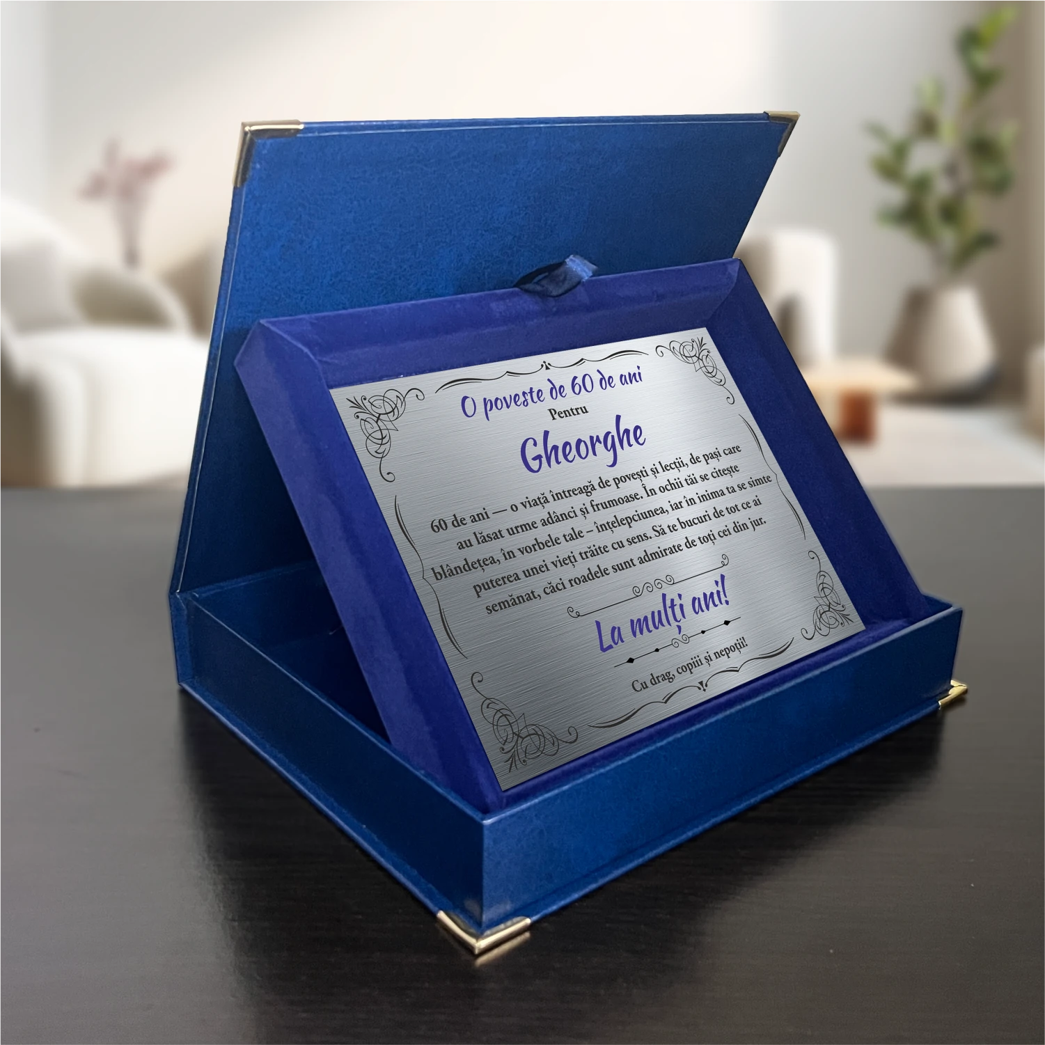 Diplomă din catifea personalizabilă prin imprimare, Aniversarea vârstei de 60 de ani [ #0690 ]