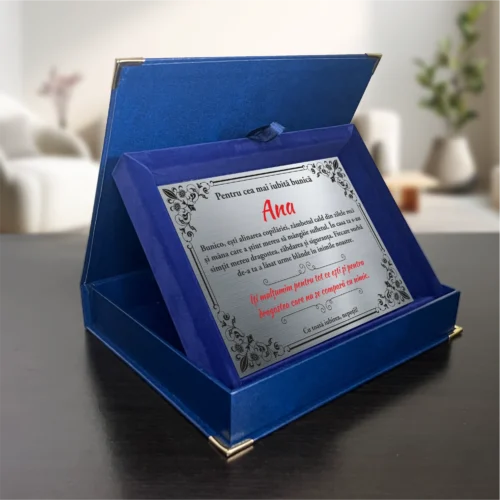 Diplomă din catifea personalizabilă prin imprimare, Cadou pentru Bunica [ #0763 ]