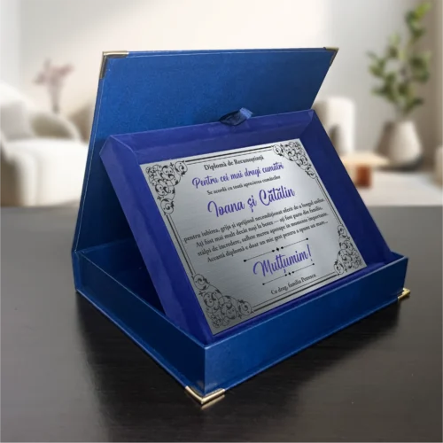 Diplomă din catifea personalizabilă prin imprimare, Cadou pentru Cumătri [ #0795 ]