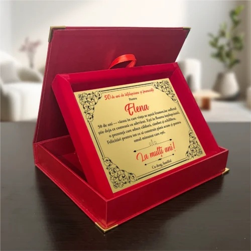 Diplomă din catifea personalizabilă prin imprimare, Aniversarea vârstei de 50 de ani [ #0688 ]