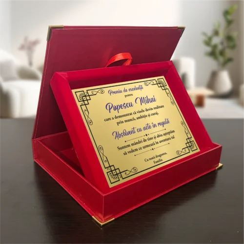 Diplomă din catifea personalizabilă prin imprimare, Cadou pentru Absolvire [ #0787 ]