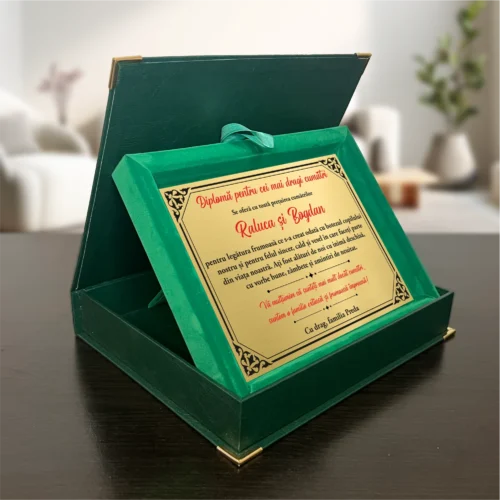Diplomă din catifea personalizabilă prin imprimare, Cadou pentru Cumătri [ #0797 ]