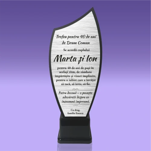 Trofeu Plexiglas – Personalizat prin Gravură Laser, Aniversarea căsătoriei de 40 de ani [ #0649 ]