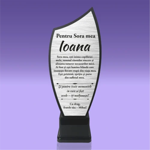 Trofeu Plexiglas – Personalizat prin Gravură Laser, Cadou pentru Soră [ #0735 ]