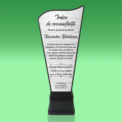 Trofeu Plexiglas – Personalizat prin Gravură Laser, Cadou pentru Profesor [ #0777 ]