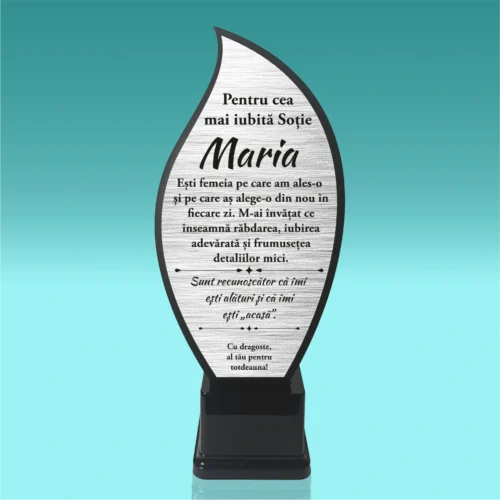 Trofeu Plexiglas – Personalizat prin Gravură Laser, Cadou pentru Soție [ #0727 ]