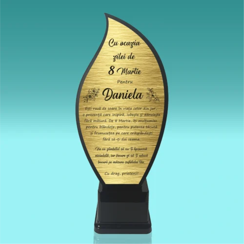 Trofeu Plexiglas – Personalizat prin Gravură Laser, Cadou de 8 Martie [ #0767 ]