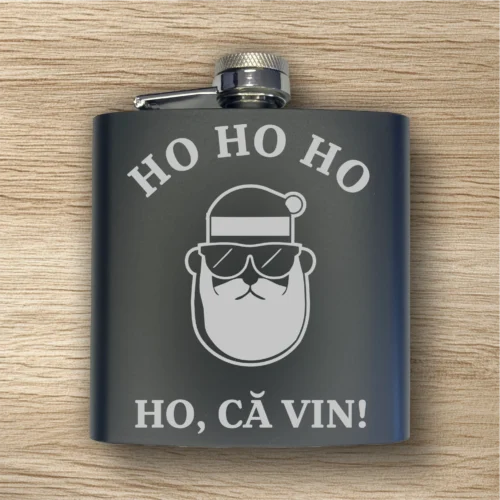 Ploscă de metal personalizată – simplă sau set cu păhărele, Cadou de Crăciun [ #0699 ]