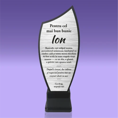 Trofeu Plexiglas – Personalizat prin Gravură Laser, Cadou pentru Bunicul [ #0729 ]