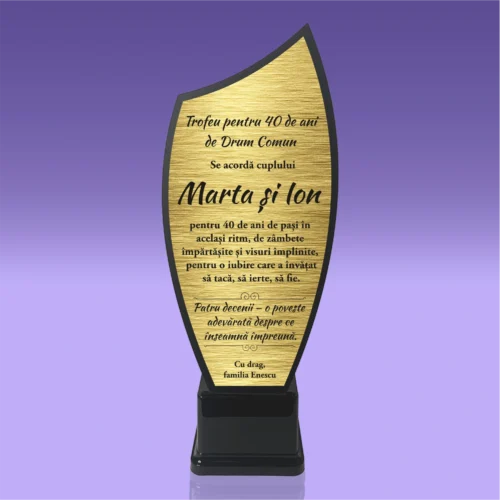 Trofeu Plexiglas – Personalizat prin Gravură Laser, Aniversarea căsătoriei de 40 de ani [ #0649 ]