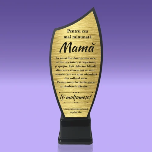 Trofeu Plexiglas – Personalizat prin Gravură Laser, Cadou pentru Mama [ #0709 ]