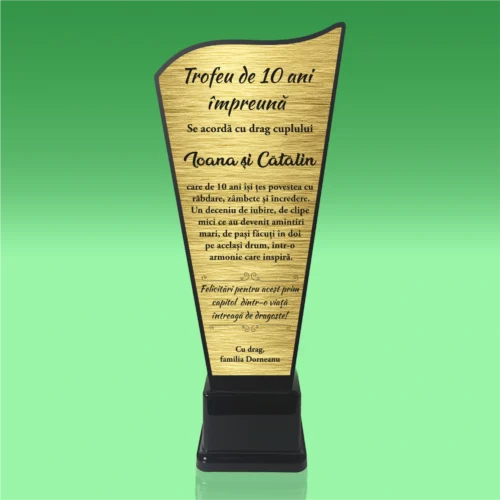Trofeu Plexiglas – Personalizat prin Gravură Laser, Aniversarea căsătoriei de 10 ani [ #0645 ]