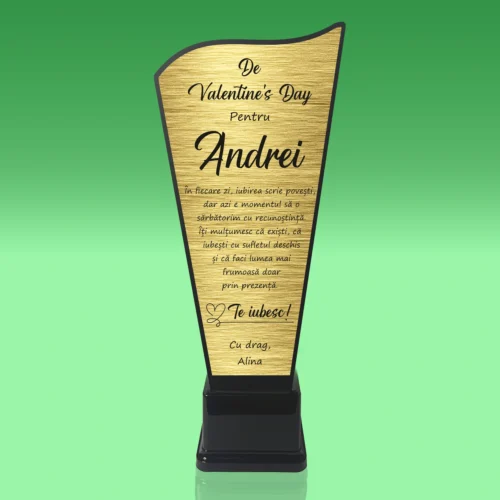 Trofeu Plexiglas – Personalizat prin Gravură Laser, Cadou de Valentine’s Day [ #0752 ]