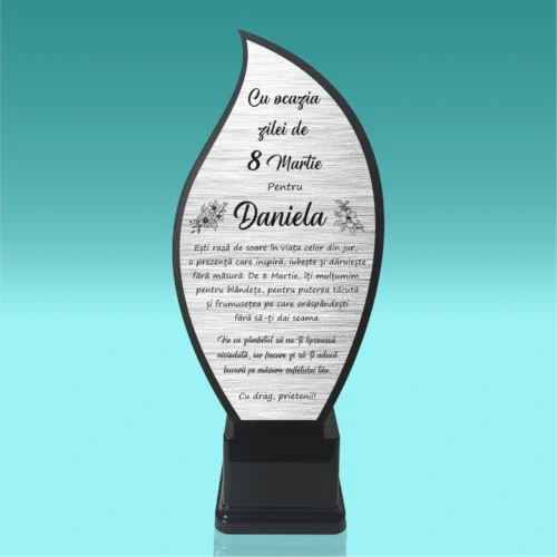 Trofeu Plexiglas – Personalizat prin Gravură Laser, Cadou de 8 Martie [ #0767 ]
