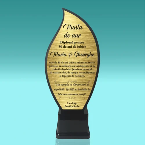 Trofeu Plexiglas – Personalizat prin Gravură Laser, Aniversarea căsătoriei de 50 de ani [ #0650 ]
